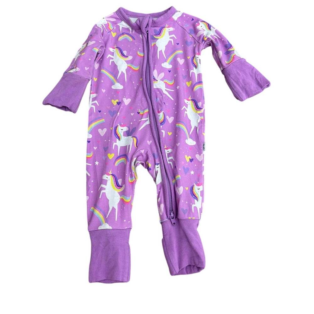 Little Sleepies Sienna’s Unicorns Bamboo Zippy Sleeper Pajamas Purple Preemie